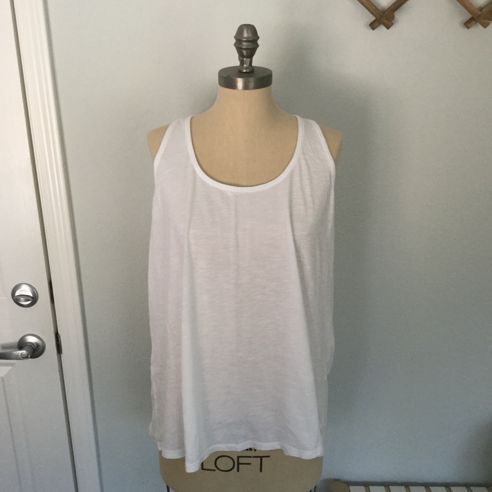 Gap Women’s White Slub Knit High-Neck Racerback Tank Top XXL